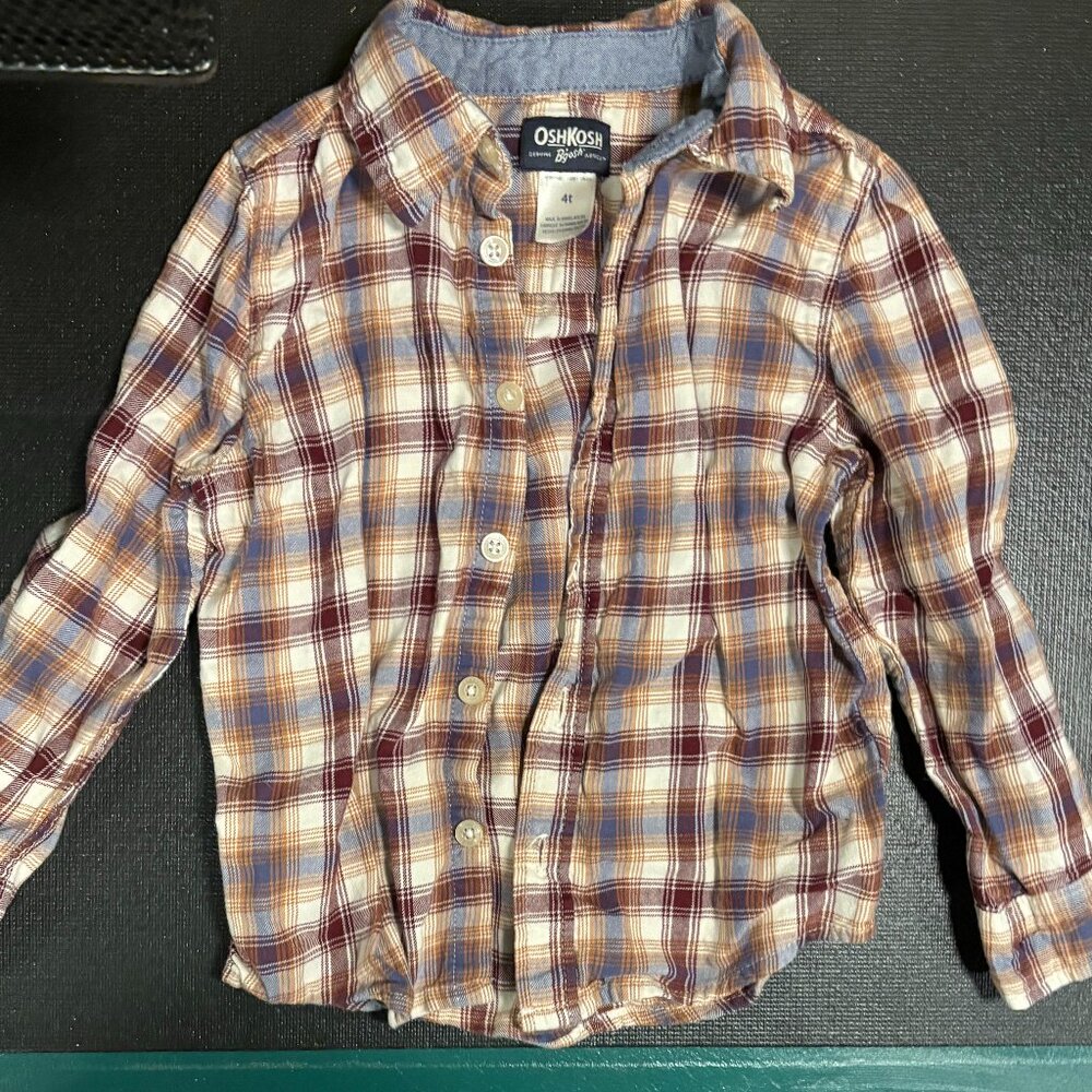 EUC Oshkosh Bgosh Rust Flannel Long-Sleeved Shirt (3T)